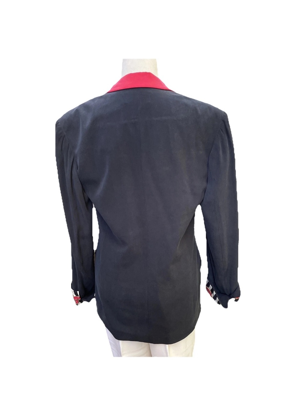 Vintage Cach’e Black Double-Breasted Women's Blazer with White & Red Trim - Picture 2 of 6